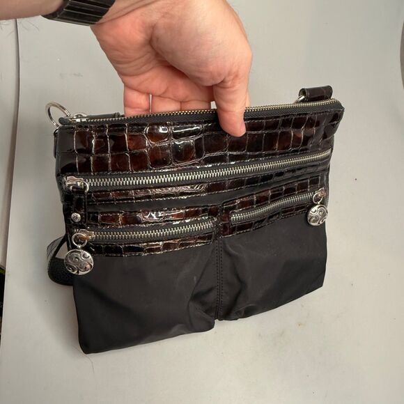 Brighton Brown Leather Alligator Embossed Crossbody Handbag E345145 Vintage - Picture 12 of 16